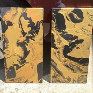 Custom Black and Gold abstract art-set of 2